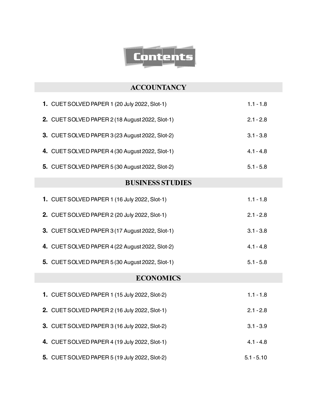 CUET-UG 2022-23 Commerce - 15 Solved Papers - (5 Accountancy / 5 Business Studies / 5 Economics) - Page 4
