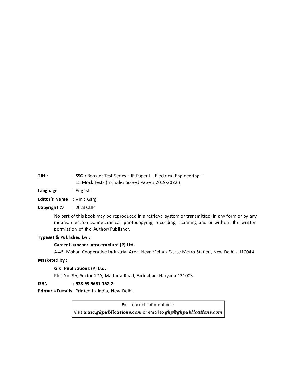 SSC 2023 Booster Test Series - JE Paper I -  Electrical Engineering - 15 Mock Tests (includes 2019-2022 papers)  - Page 3
