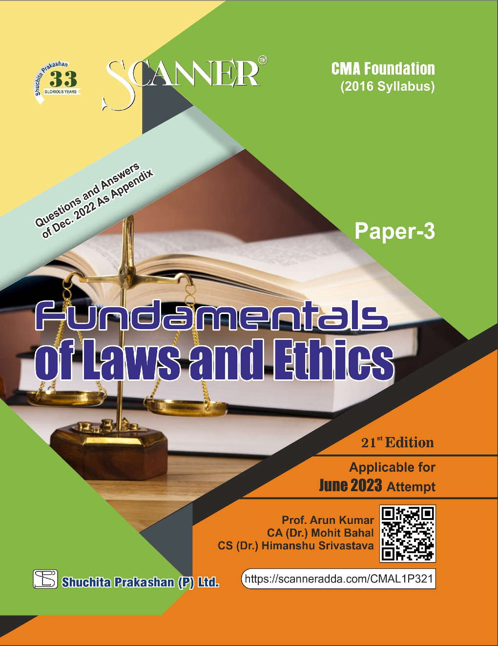 Shuchita Scanner CMA Foundation For Paper - 3 Fundamentals of Laws and Ethics  (2016 Syllabus) - Page 1