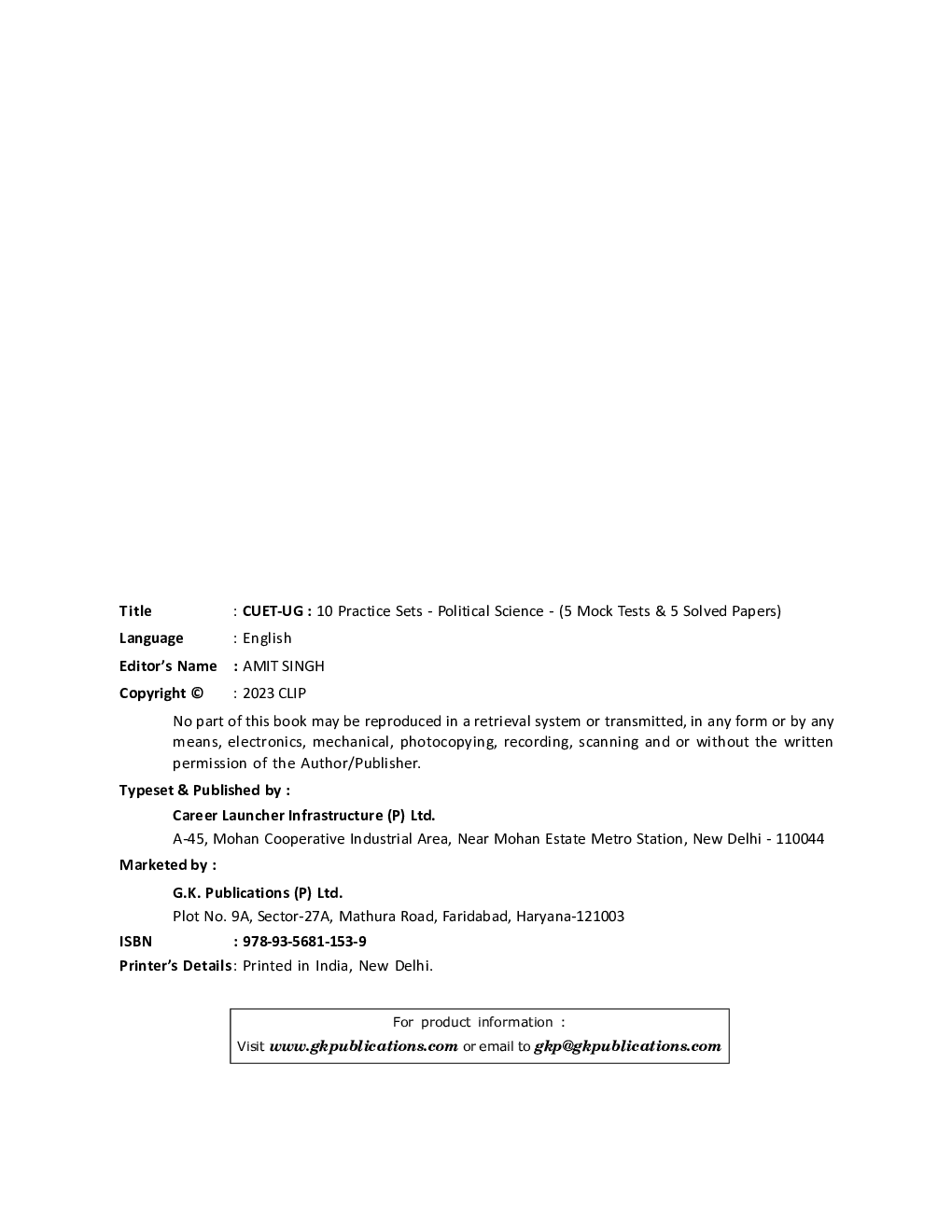 CUET-UG 2023 10 Practice Sets - Political Science - (5 Mock Tests & 5 Solved Papers) - Page 3