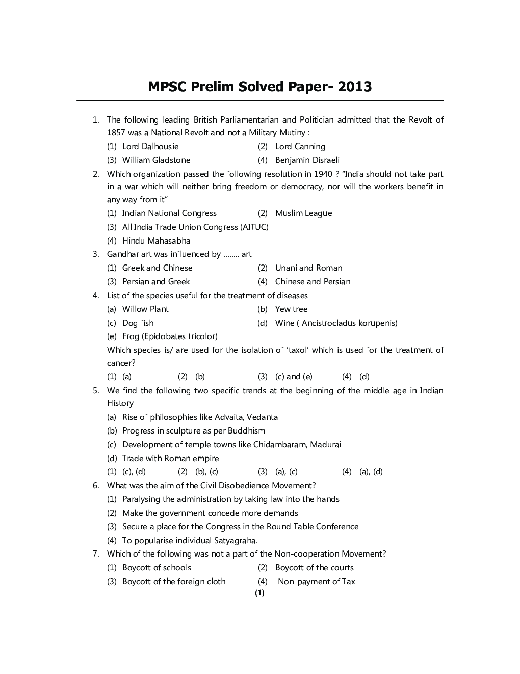 Pragati MPSC Preliminary Examination Paper I 5 Year's Solution - Page 4