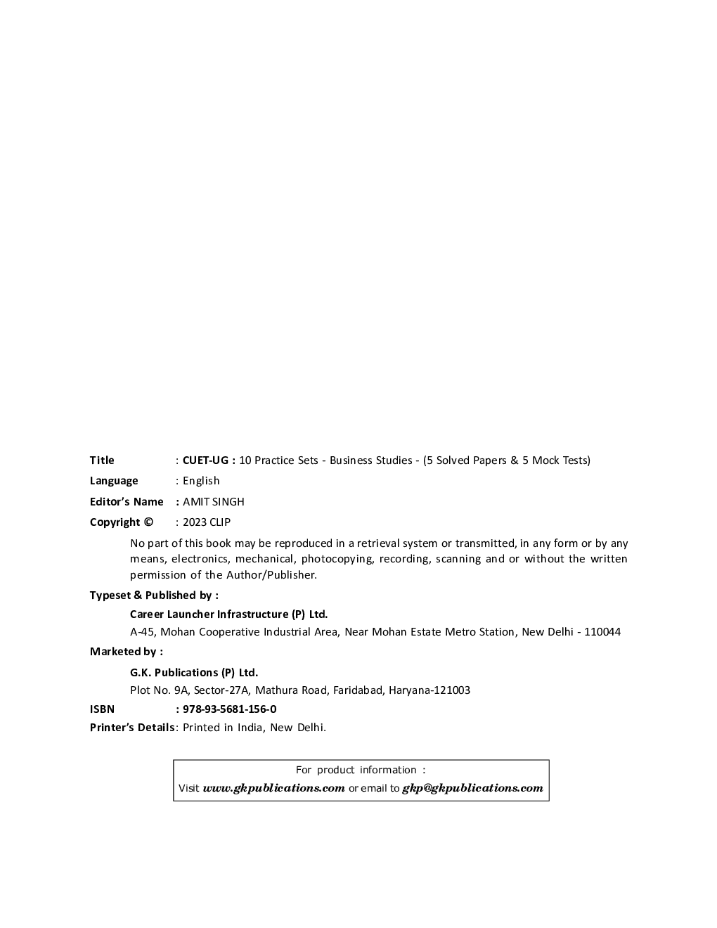 CUET UG Business Studies 10 Practice Sets (5 Mock Tests & 5 Solved Papers) 2023 - Page 3