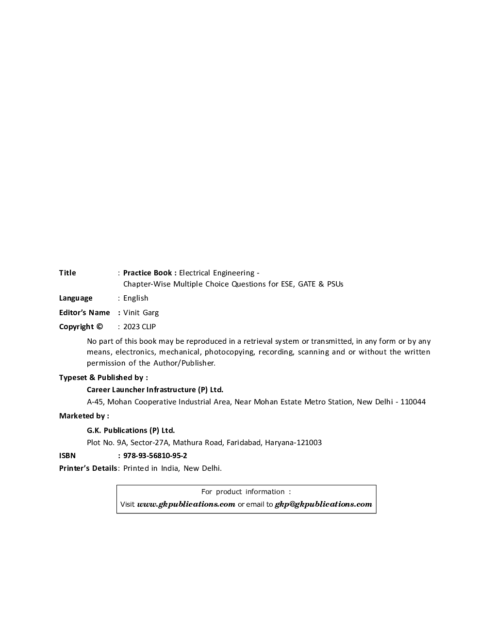 Practice Book Electrical Engineering - Chapter-Wise Multiple Choice Questions for GATE, PSUs and ESE - Page 5