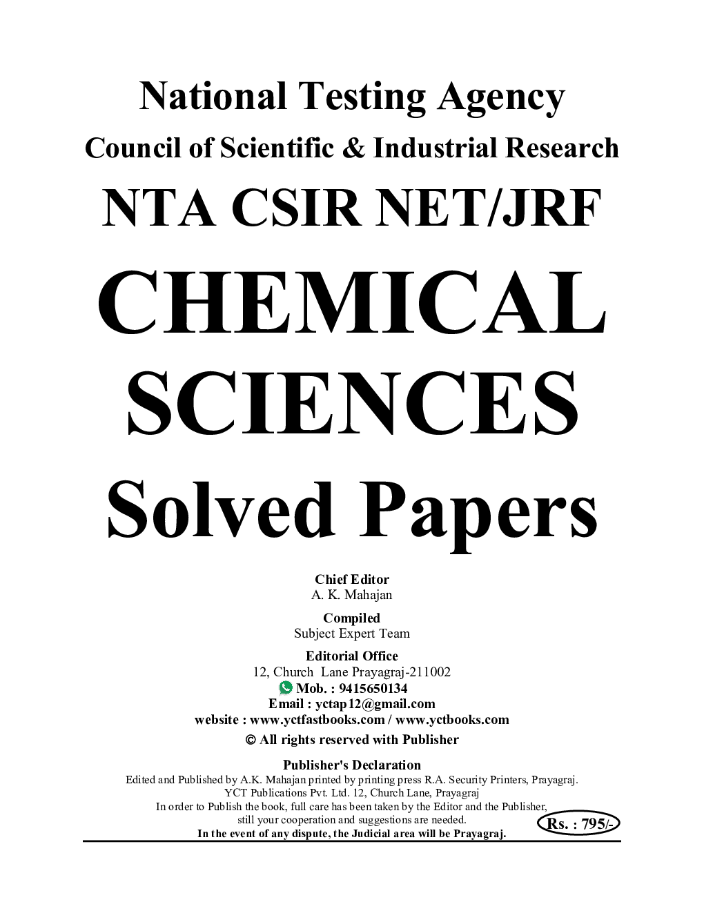 NTA/CSIR-NET/JRF Chemical Science Solved Papers 2023-24 - Page 2