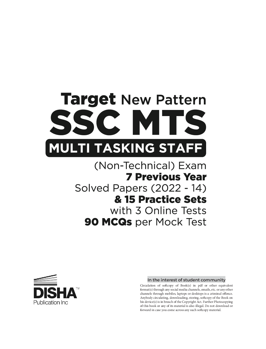 Target SSC MTS Multi Tasking Staff (Non-Technical) Exam - 7 Previous Year Solved Papers (2022 – 14) & 15 Practice Sets with 3 Online Tests | Staff Selection Commission | PYQ | - Page 2