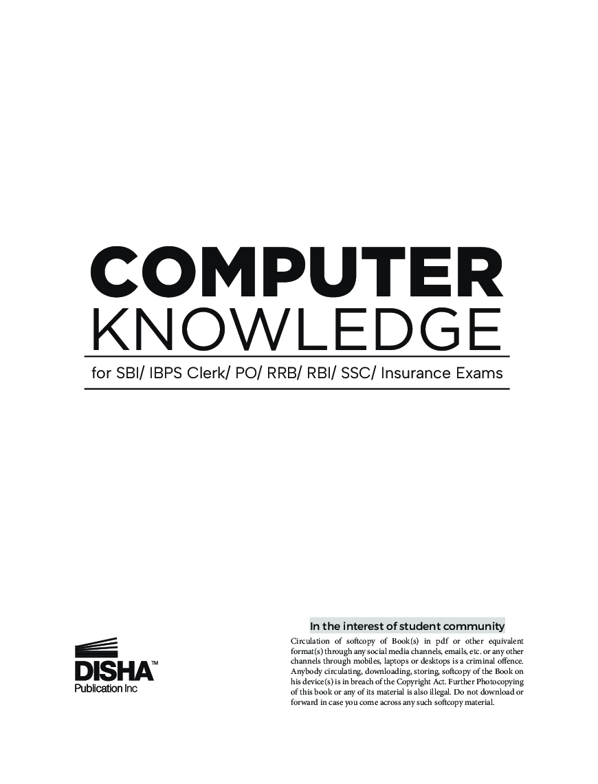 Computer Knowledge for SBI/ IBPS Clerk/ PO/ RRB/ RBI/ SSC/ Insurance Exams | Theory, Previous Year & Practice Questions, Computer Awareness/ Aptitude/ Fundamentals - Page 2