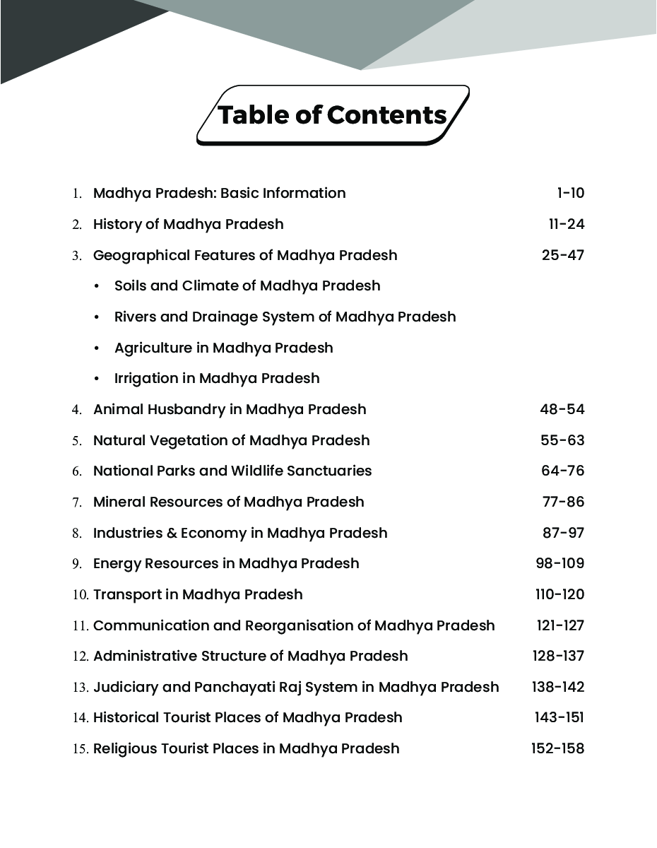 Madhya Pradesh General Knowledge for MPPSC, MP SSC & other Competitive Exams | PYQs Previous Year Questions | State Public Service Commission | General Studies | - Page 4