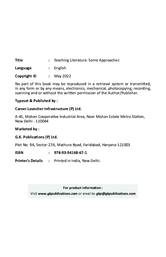Teaching Literature: Some Approaches Pedagogy Series-2022 Teaching English - Page 3