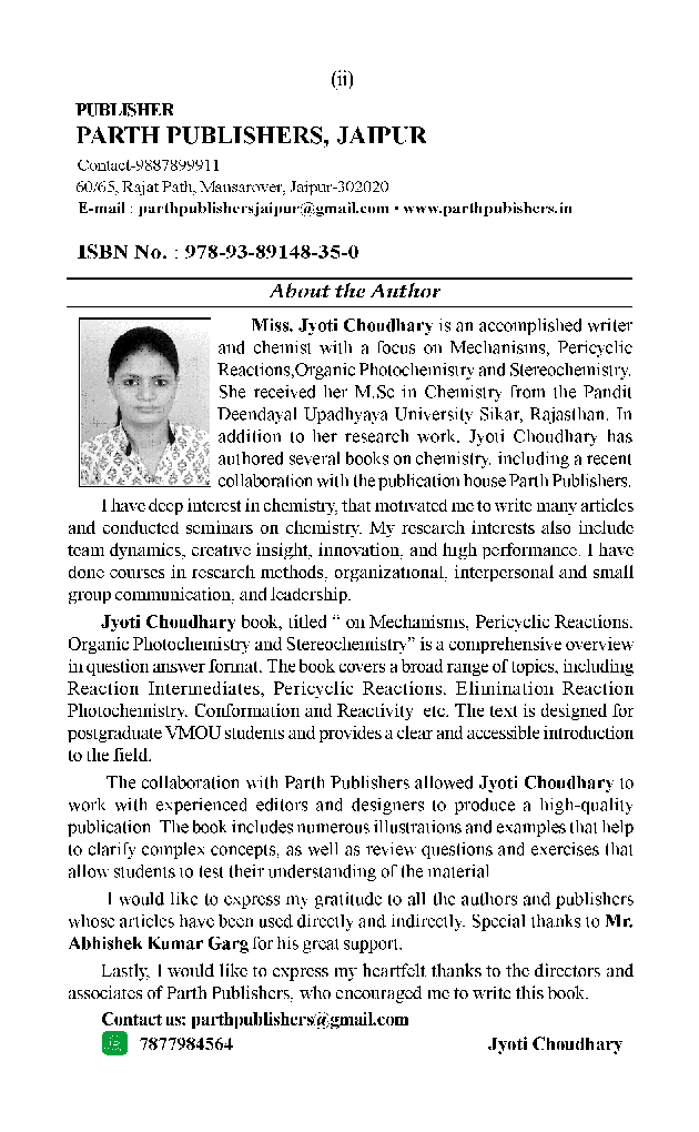 M.Sc. Chemistry (Final) अभिक्रिया क्रियाविधि,पेरीसाइक्लिक अभिक्रिया, कार्बनिक प्रकाश रसायन,त्रिविमरसायन - Page 3