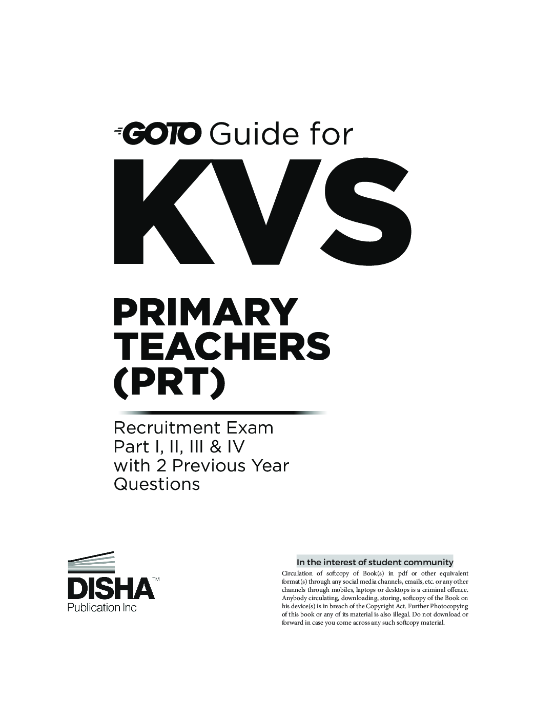 Go To Guide for KVS Primary Teachers (PRT) Recruitment Exam Part I, II, III & IV with 2 Previous Year Questions - Page 1