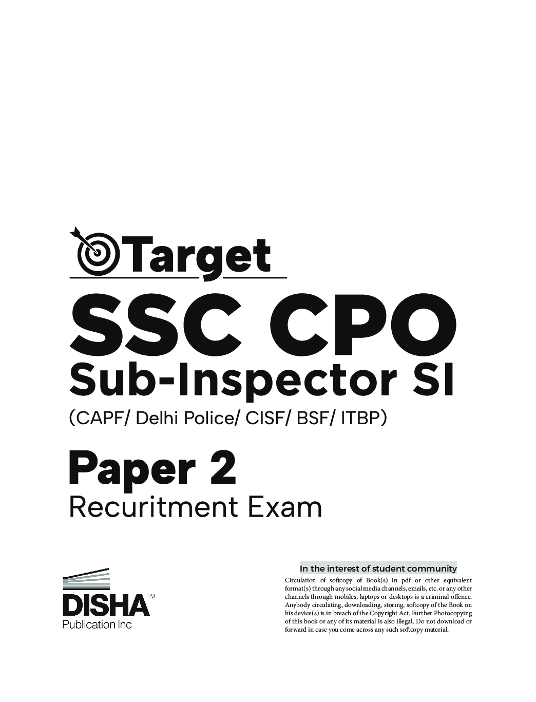 Target SSC CPO Sub – Inspector SI (CAPF/ Delhi Police/ CISF/ BSF/ ITBP) Paper 2 Recruitment Exam - Page 2