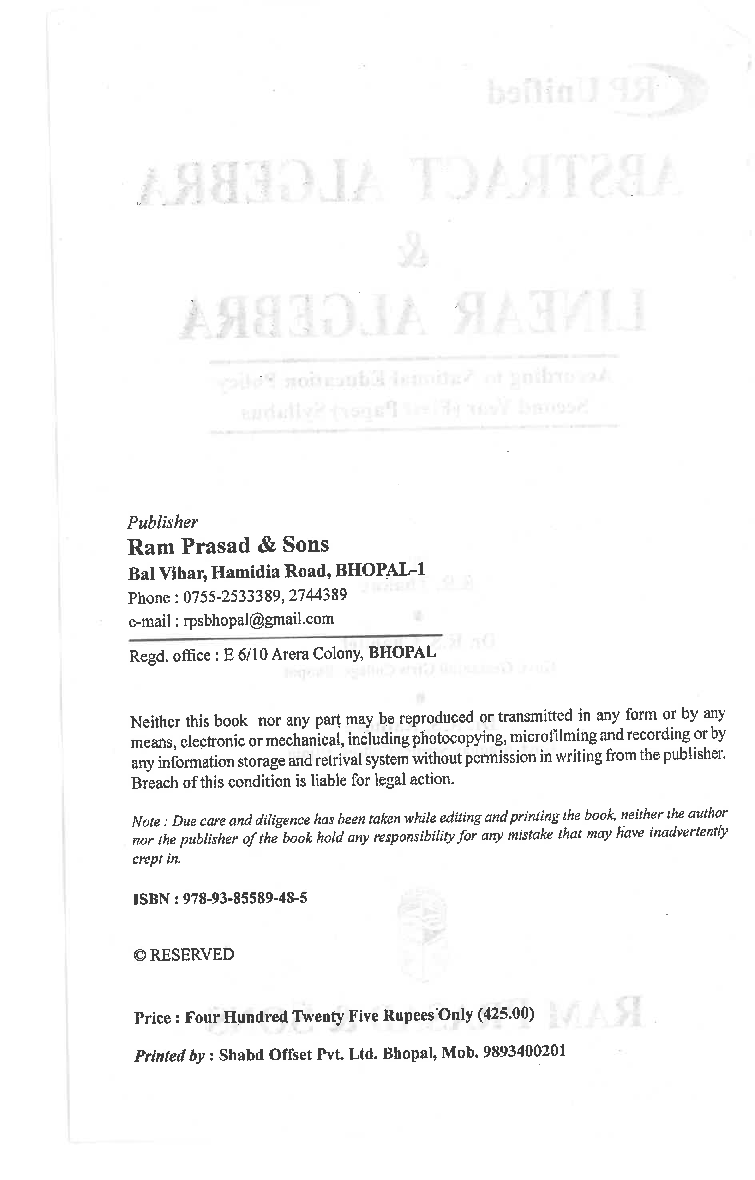 Abstract Algebra & Linear Algebra Second Year (1st Paper) - Page 3