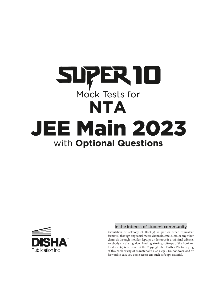 Super 10 Mock Tests for NTA JEE Main 2023 with Optional Questions - 6th Edition | Physics, Chemistry, Mathematics – PCM  - Page 2