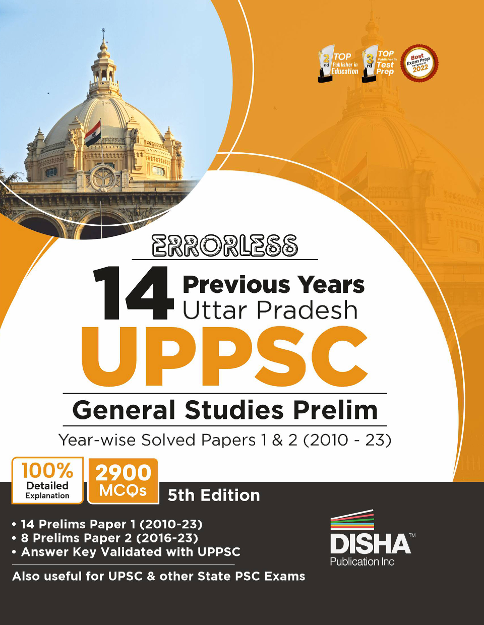 Errorless 14 Previous Years Uttar Pradesh UPPSC General Studies Prelim Year-wise Solved Papers 1 & 2 (2010 - 23) 5th Edition | UPPCS PYQs Question Bank |  - Page 1