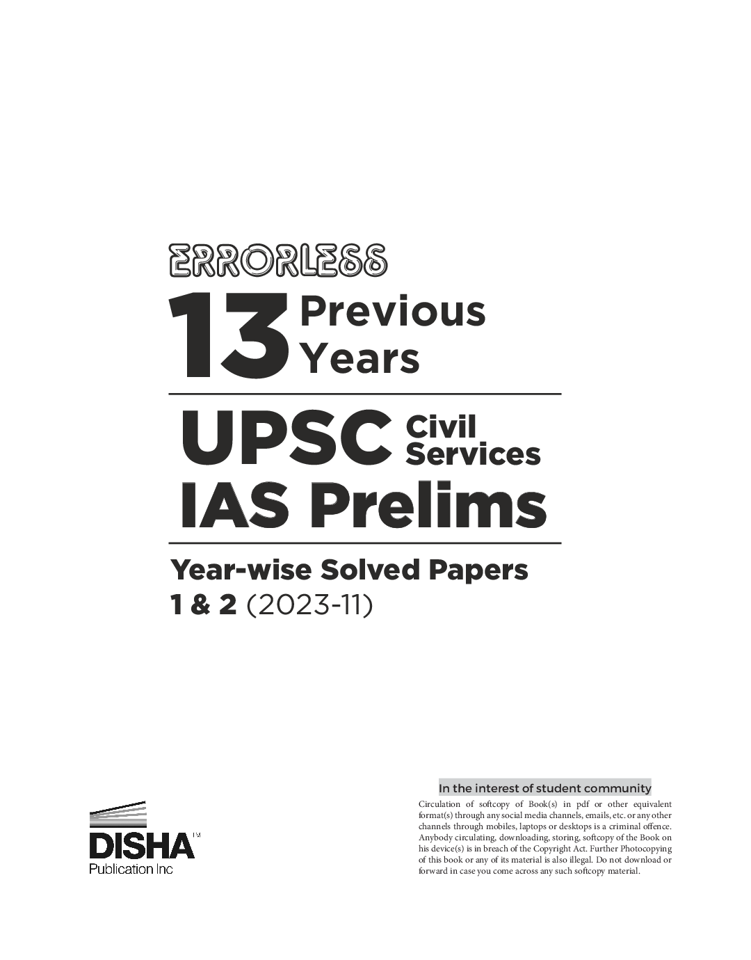 Errorless 13 Previous Years UPSC Civil Services IAS Prelims Year-wise Solved Papers 1 & 2 (2023 - 11) 5th Edition | PYQs Question Bank |  - Page 2
