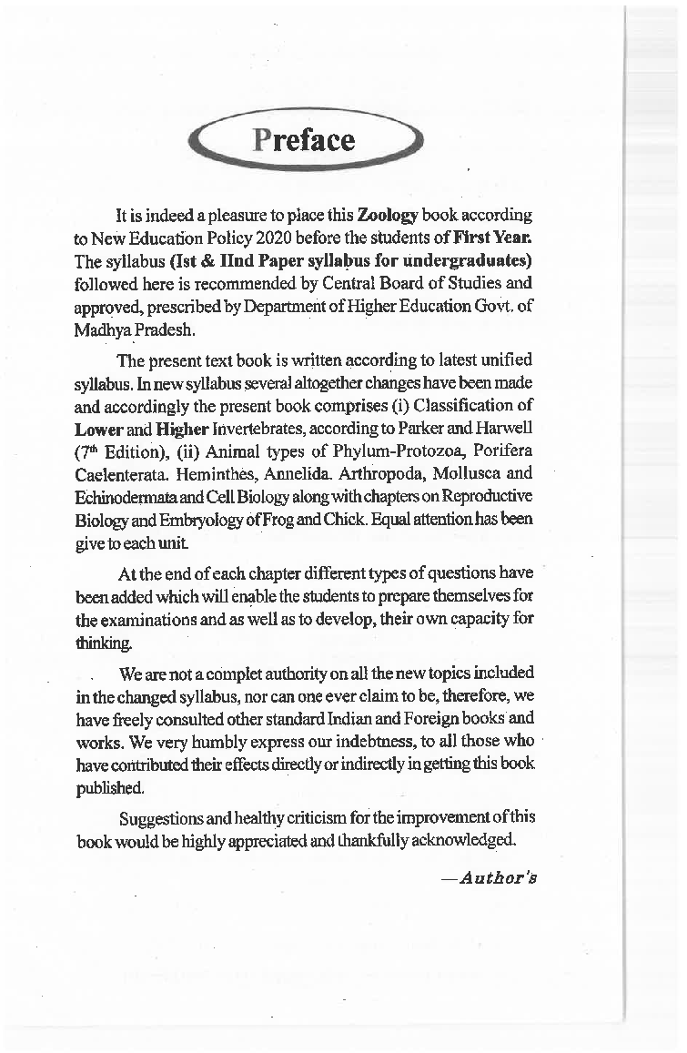 Zoology : Animal Diversity Non Chordata Cell Biology Reproductive Biology And Developmental Biology (First Year) - Page 5