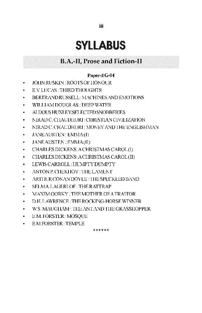 बी. ए. द्वितीय वर्ष English Literature 2nd Paper (Prose And Fiction-II) - Page 4