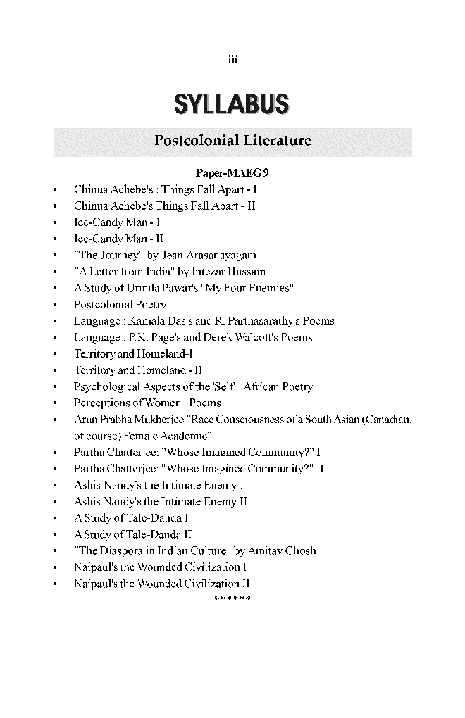 M. A. Final English Literature (Optional) Post Colonial Literature - Page 4