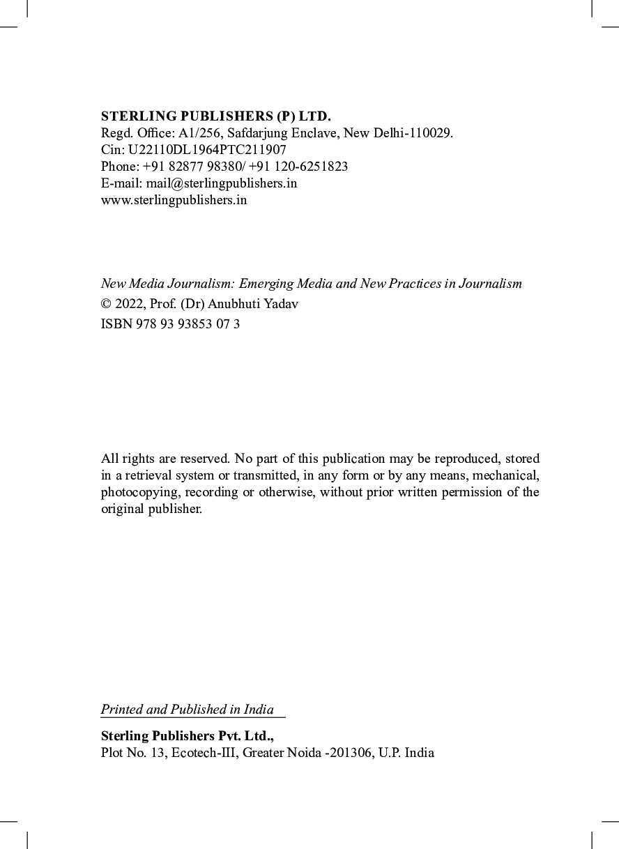 NEW MEDIA JOURNALISM: EMERGING MEDIA AND NEW PRACTICES IN JOURNALISM
 - Page 5