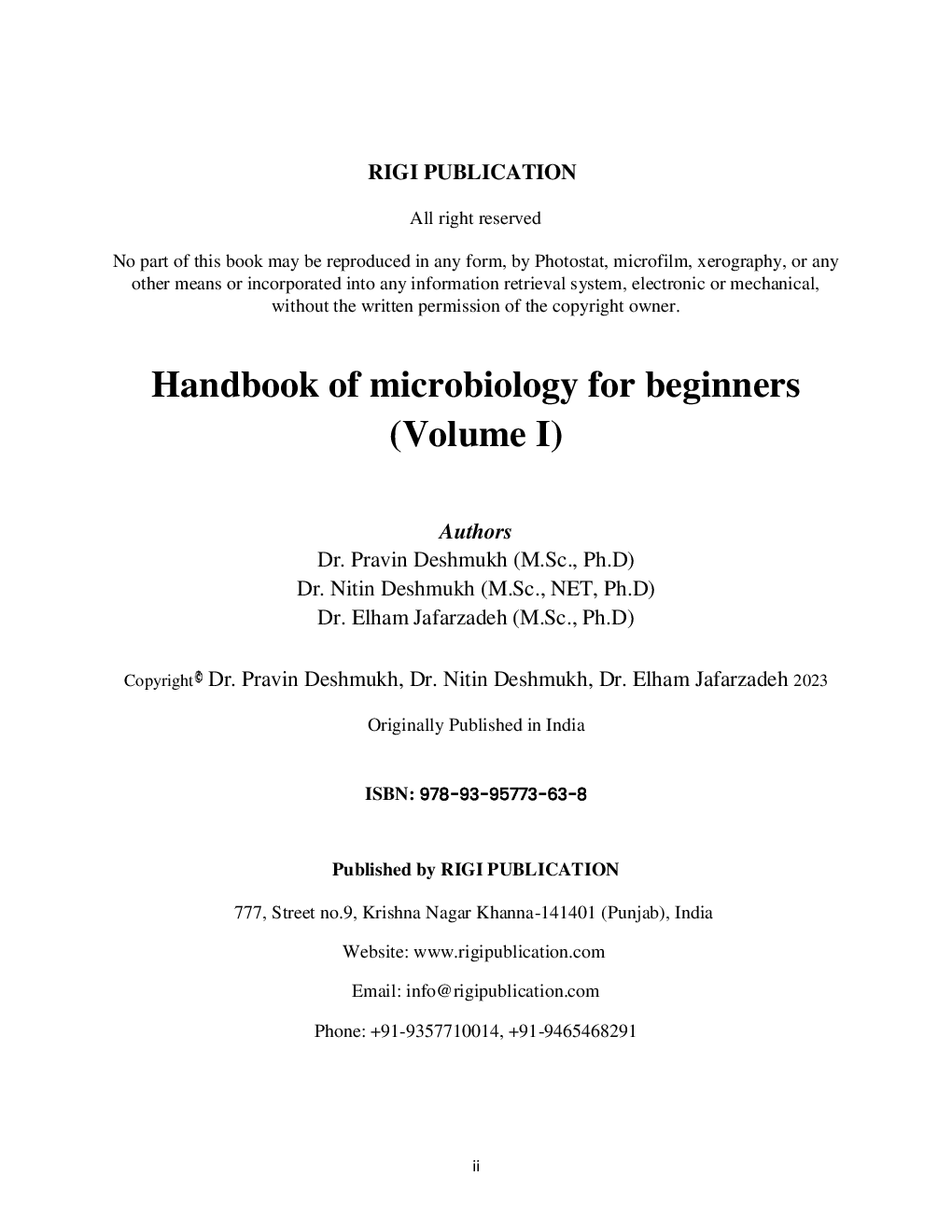 Handbook of Microbiology for Beginners (Volume I) - Page 3