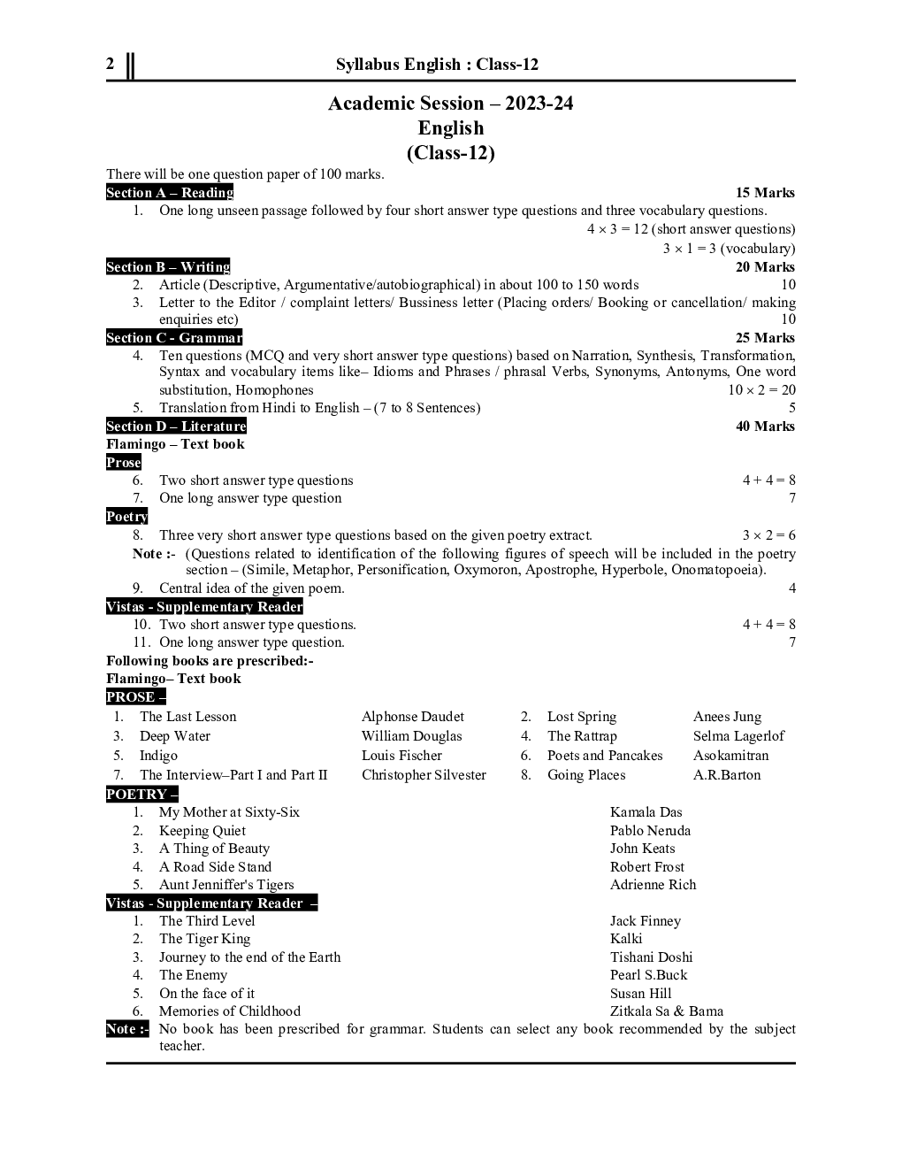 UP Board Class-12 English Solved Papers & Practice Book 2023-24 - Page 3