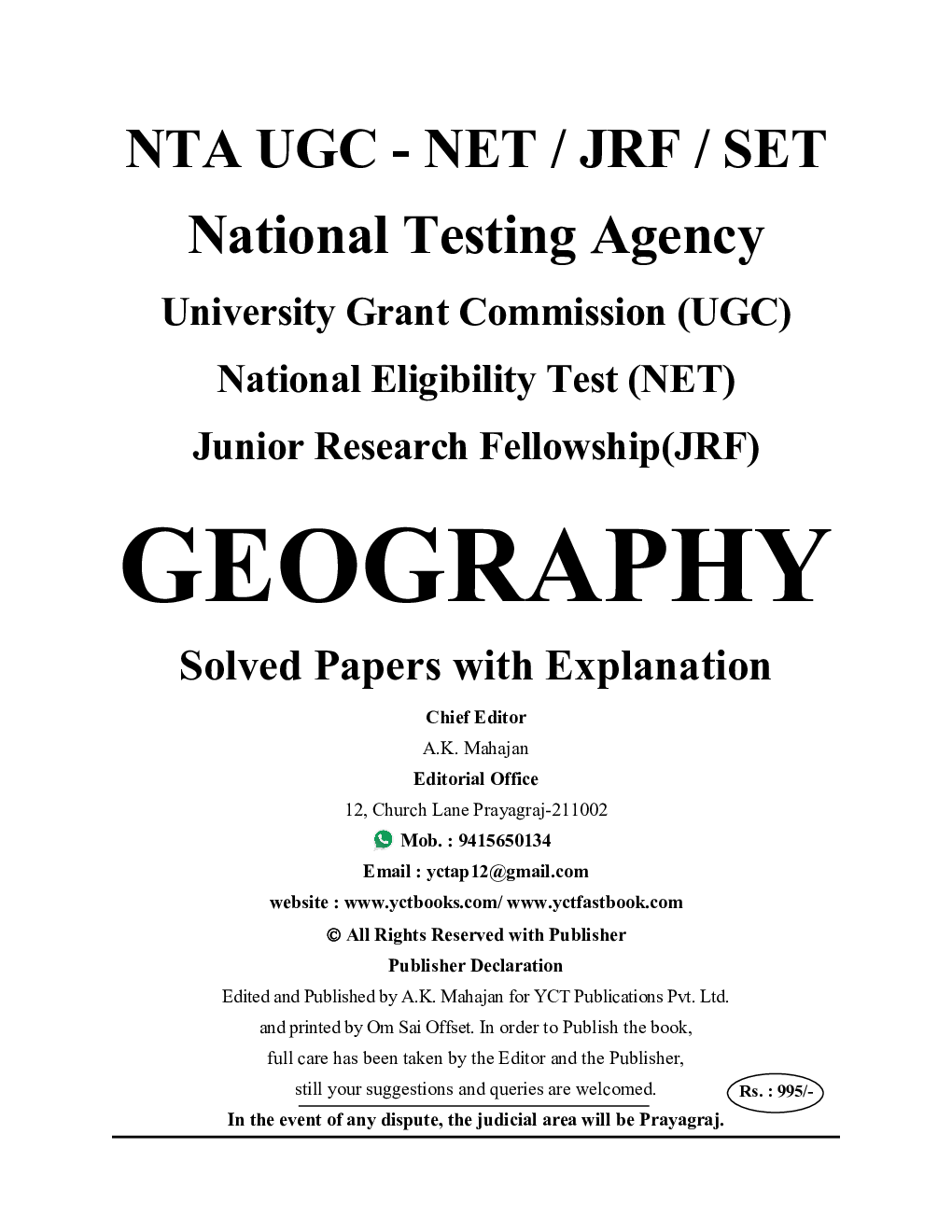 NTA UGC-NET/JRF Geography Solved Papers 2023-24  - Page 2