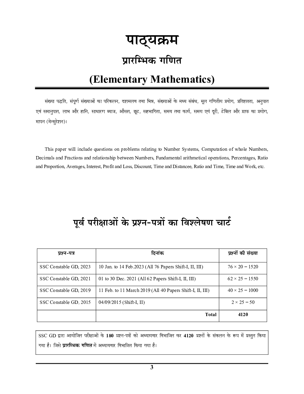 SSC GD कॉन्सटेबले साल्व्ड पेपर्स Elementary Math Solved Papers 2023-24  - Page 4