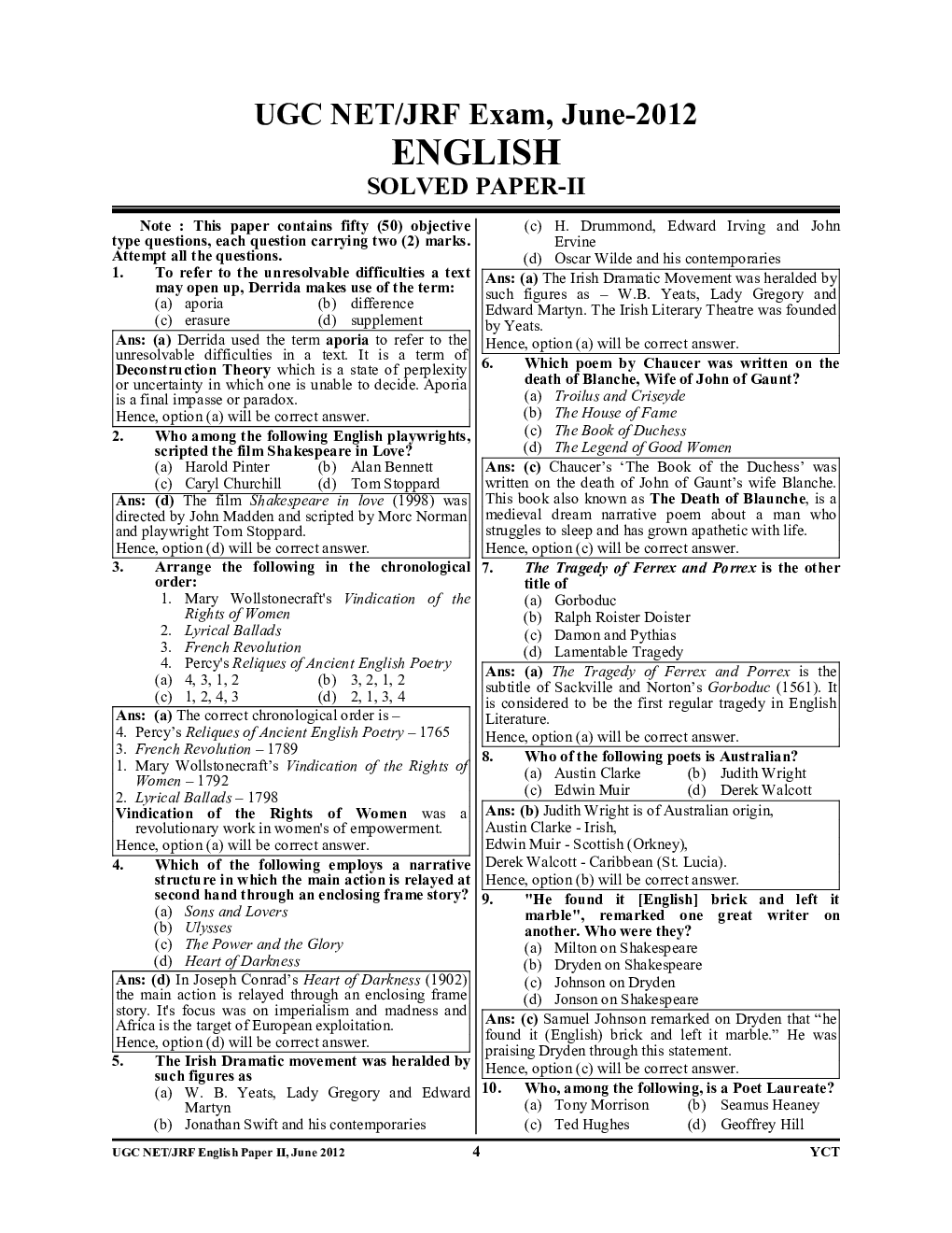 NTA UGC-NET/JRF English Solved Papers 2024-25 - Page 5
