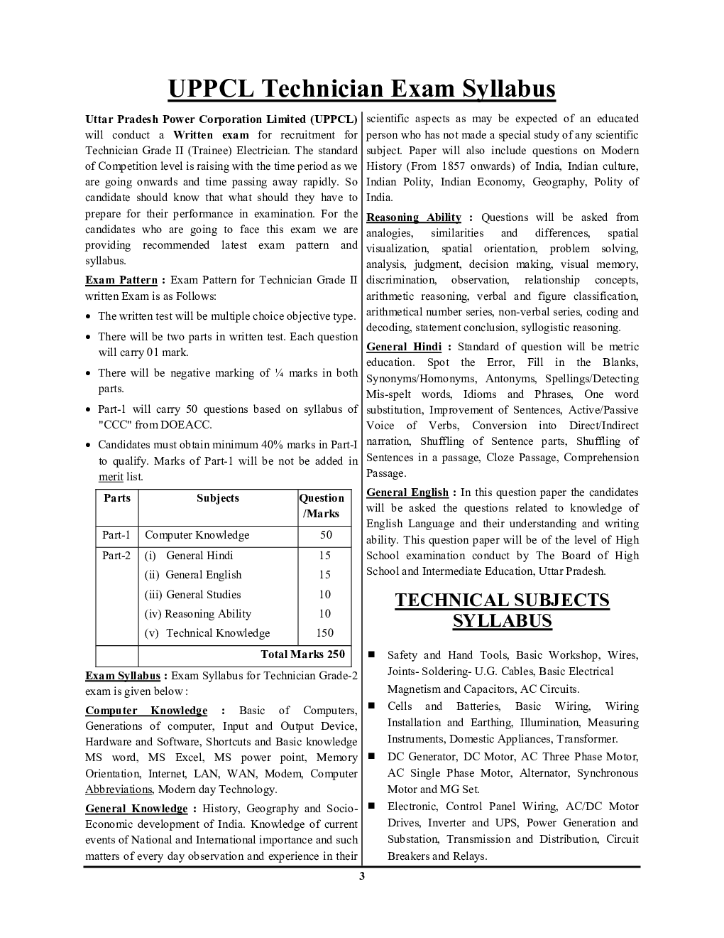UPPCL तकनीशियन इलेक्ट्रीशियन ट्रेड साल्व्ड पेपर 2024-25 - Page 4